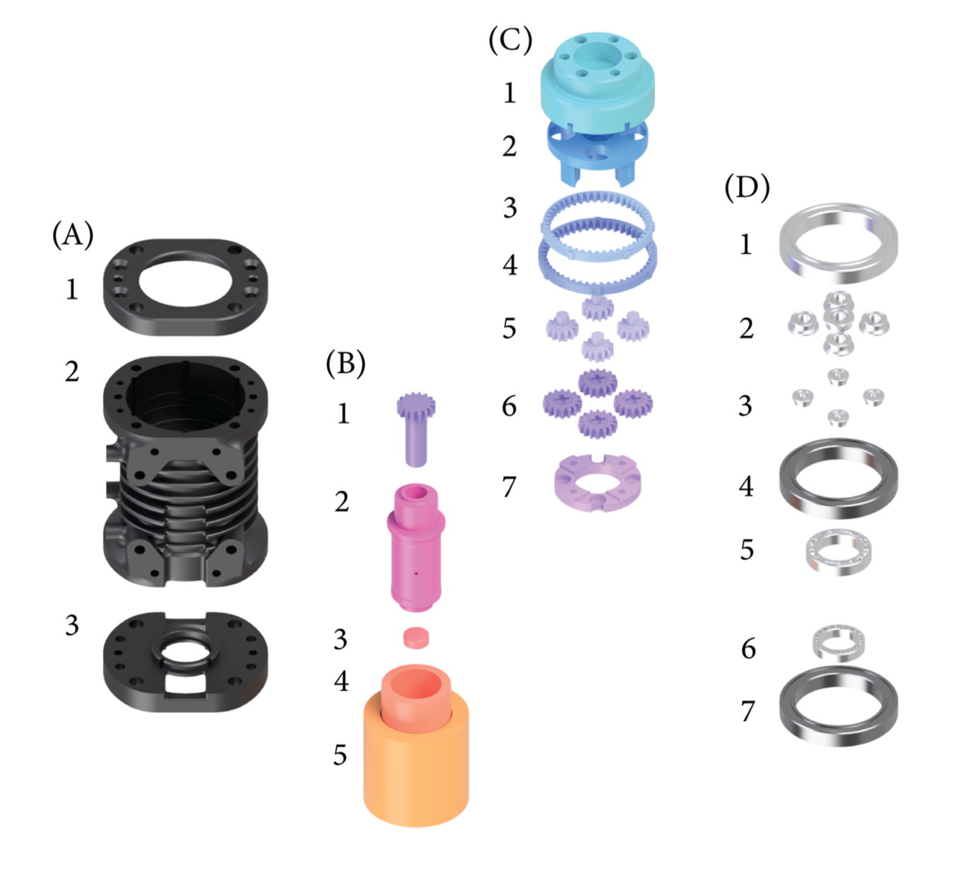 Wrist motor exploded view
